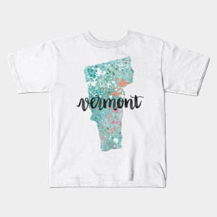 vermont - calligraphy and abstract state outline Kids T-Shirt